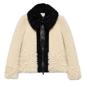 Zara Two-Tone Teddy Shearling Jacket - Sherpa